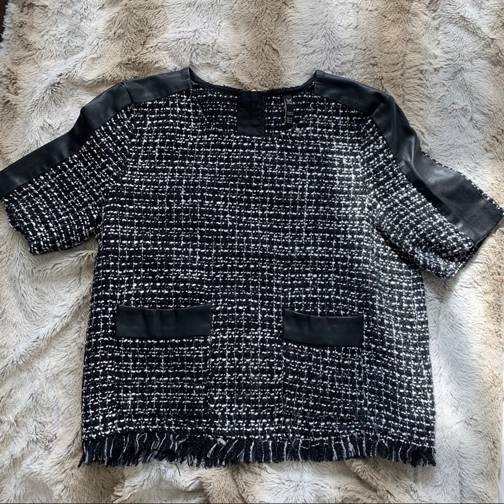 Zara tweed and leather top
